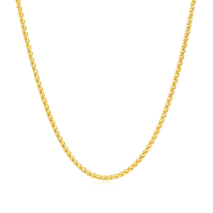 14k Yellow Gold Round Wheat Chain (1.50 mm)