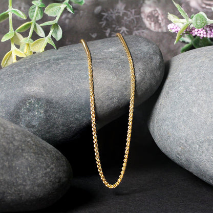 14k Yellow Gold Round Wheat Chain (1.50 mm)