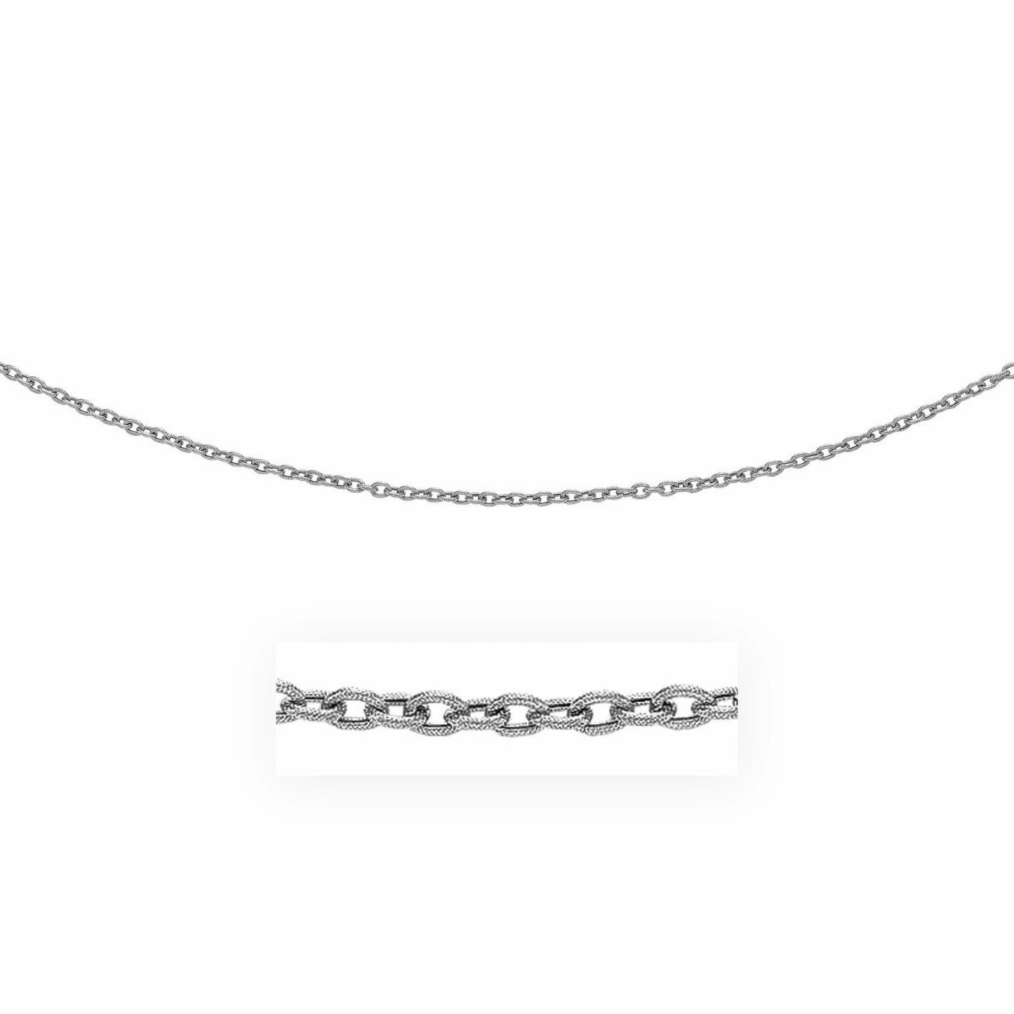 14k White Gold Pendant Chain with Textured Links (2.90 mm)