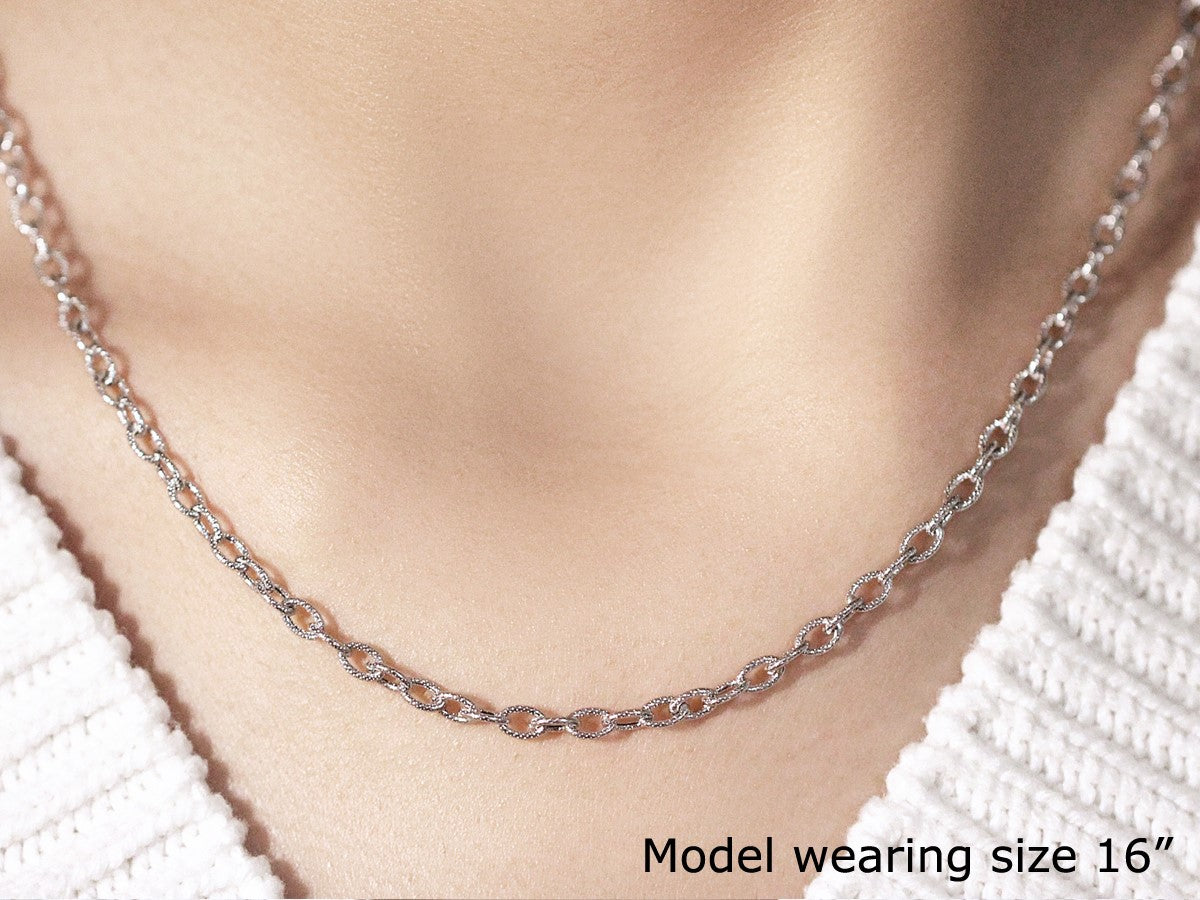 14k White Gold Pendant Chain with Textured Links (2.90 mm)