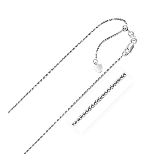 14k White Gold Adjustable Wheat Chain (1.00 mm)