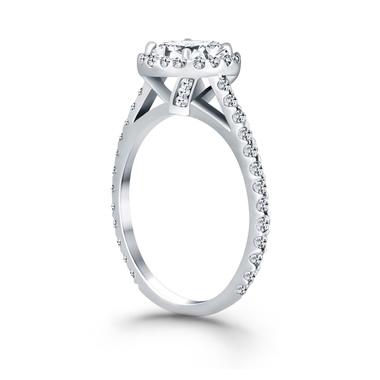 14k White Gold Diamond Halo Cathedral Engagement Mounting