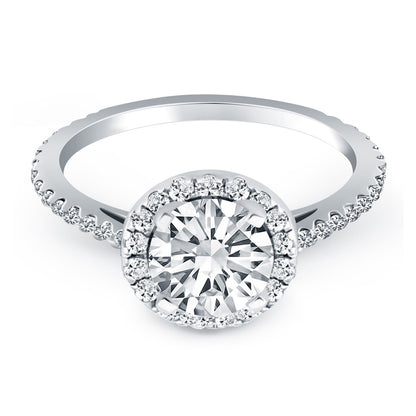 14k White Gold Diamond Halo Cathedral Engagement Mounting