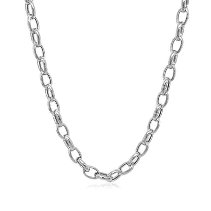 14k White Gold Oval Rolo Chain (4.60 mm)