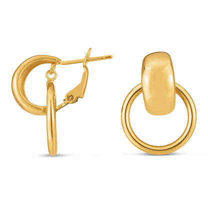 14k Yellow Gold Interlocking Omega Hoops