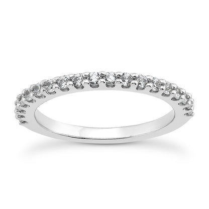 14k White Gold Shared Prong Diamond Wedding Ring Band with U Settings