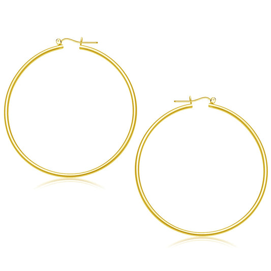 14k Yellow Gold Polished Hoop Earrings (2x55mm)