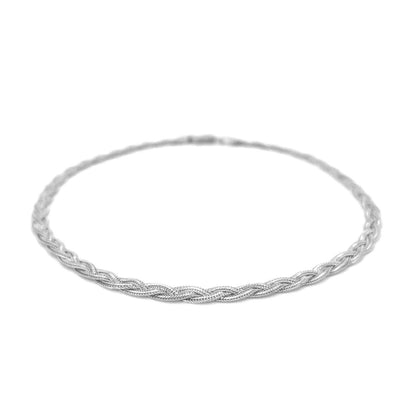 3.5mm 14k White Braided Foxtail Anklet