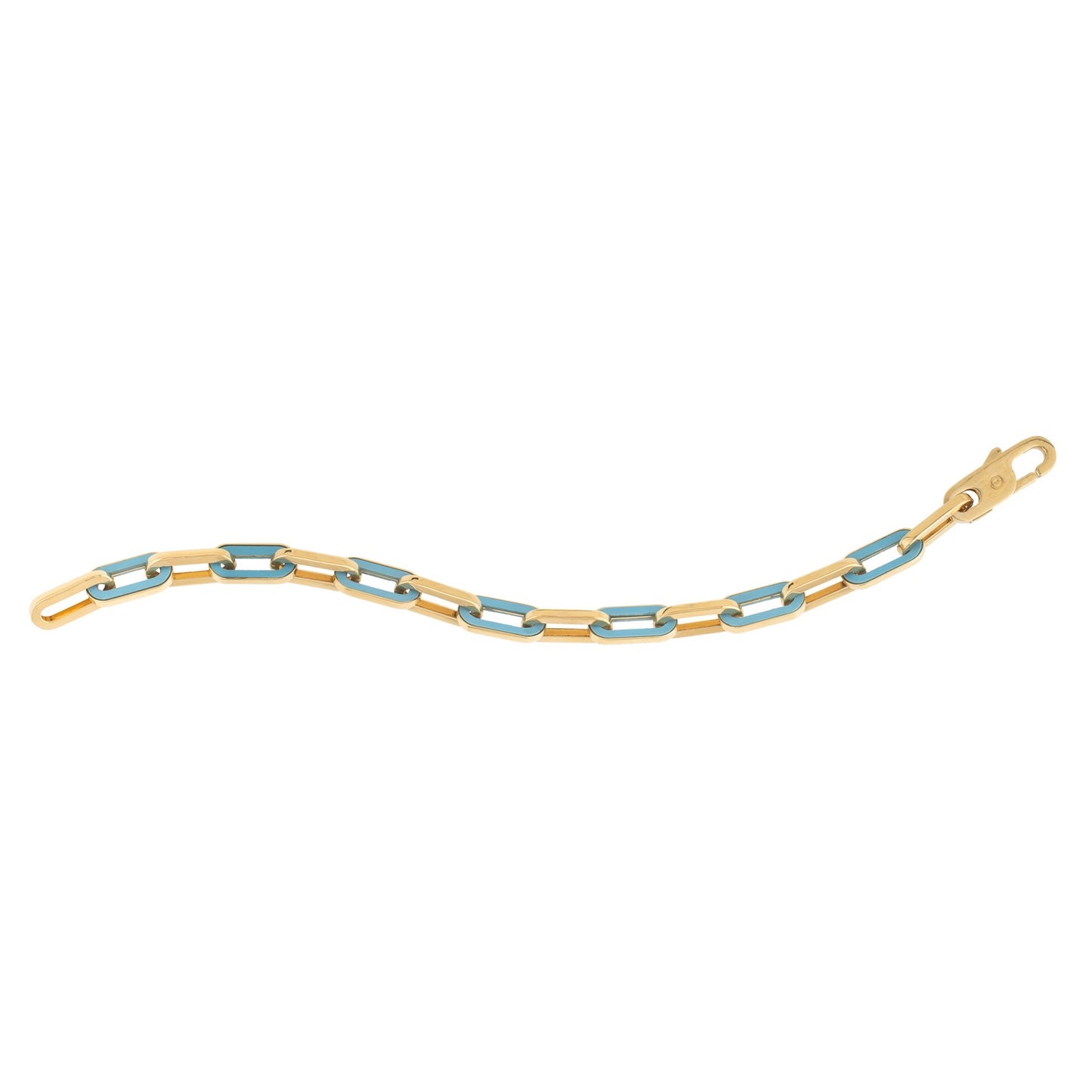 14k Yellow Gold Turquoise Paperclip Gem Link Bracelet (7.00 mm)