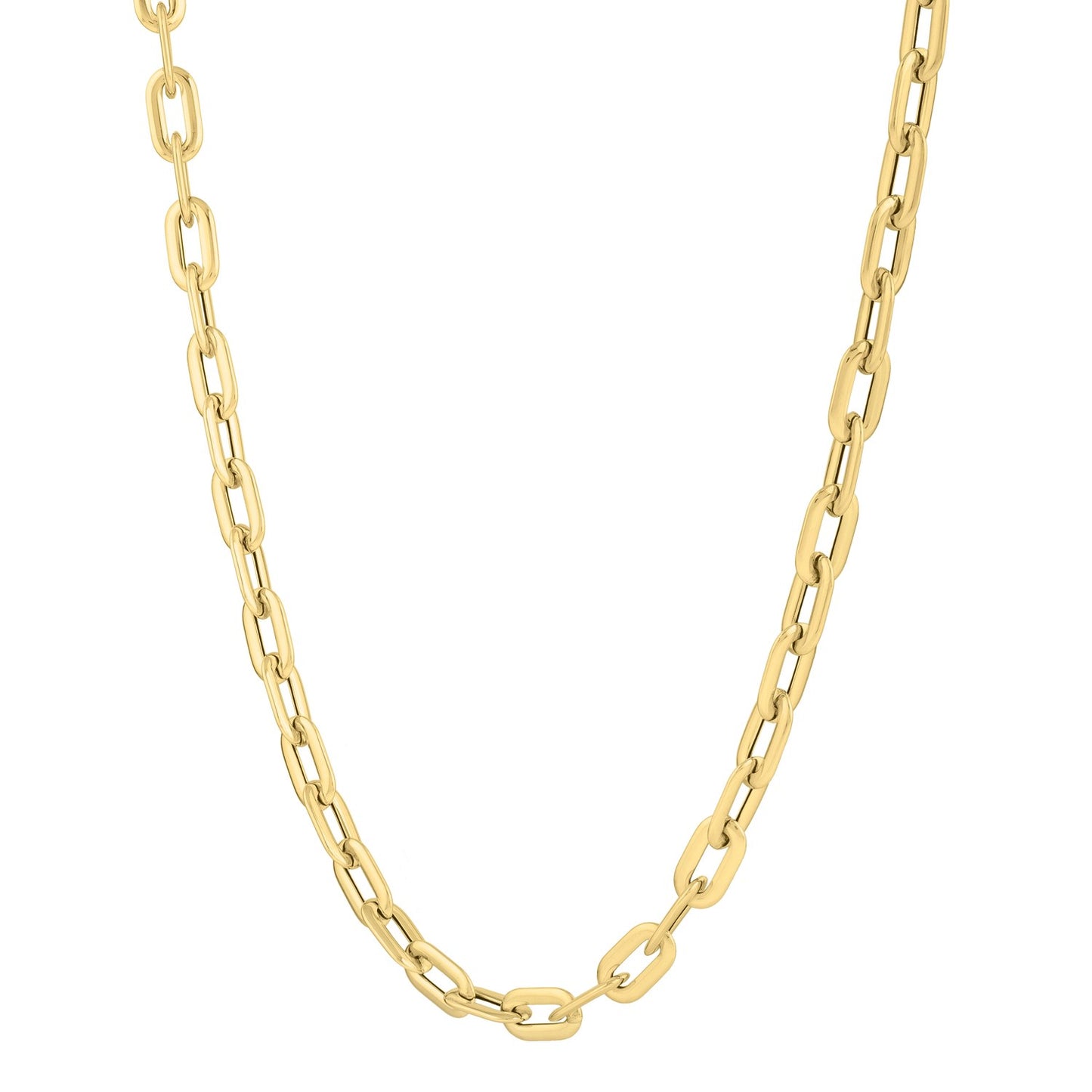 14k Yellow Gold Oval Domed Paperclip Chain Necklace (5.30 mm)