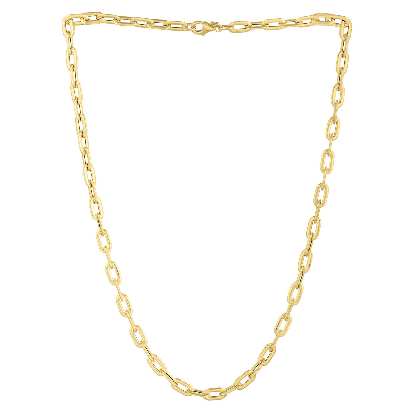 14k Yellow Gold Oval Domed Paperclip Chain Necklace (5.30 mm)