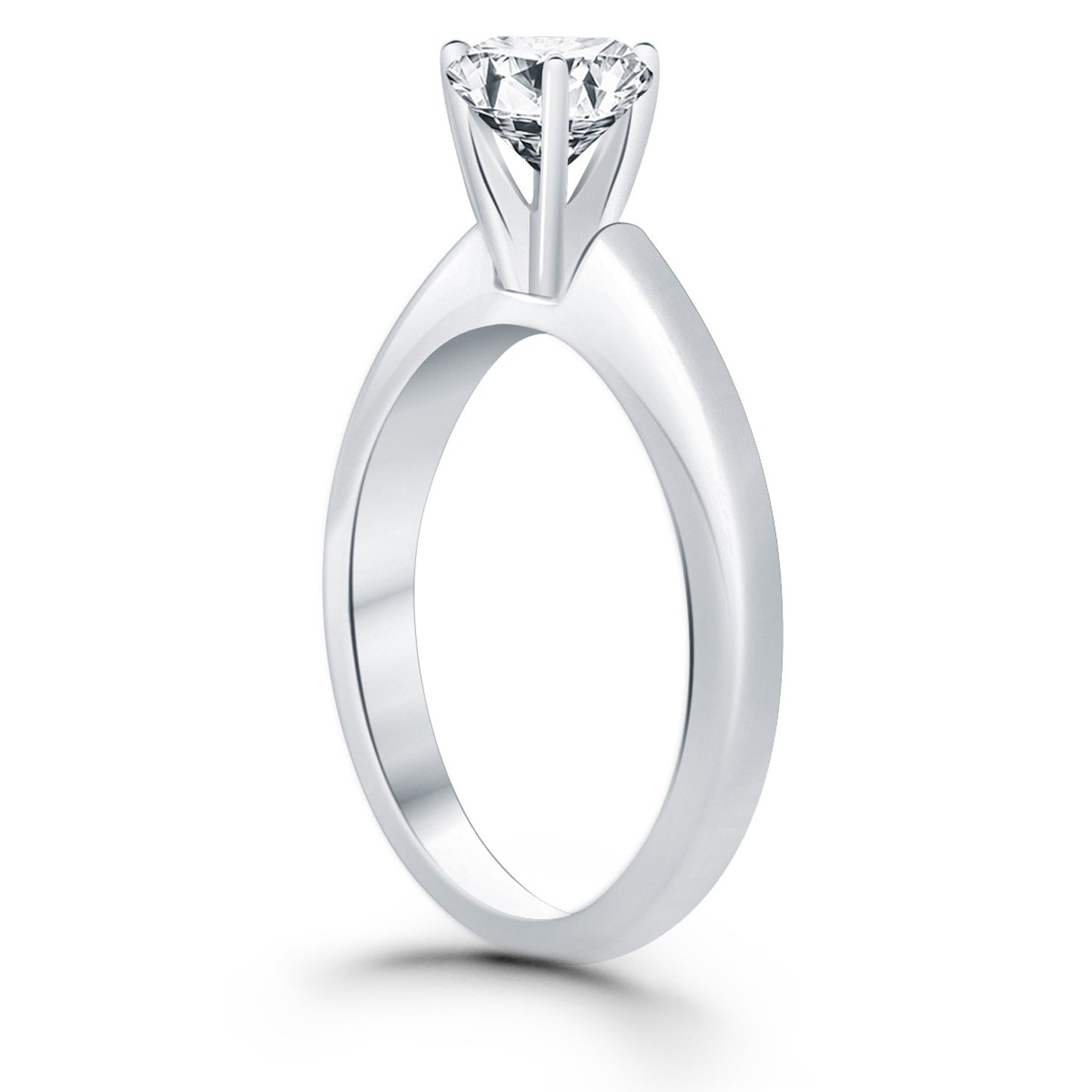 14k White Gold Solitaire Cathedral Engagement Ring Mounting