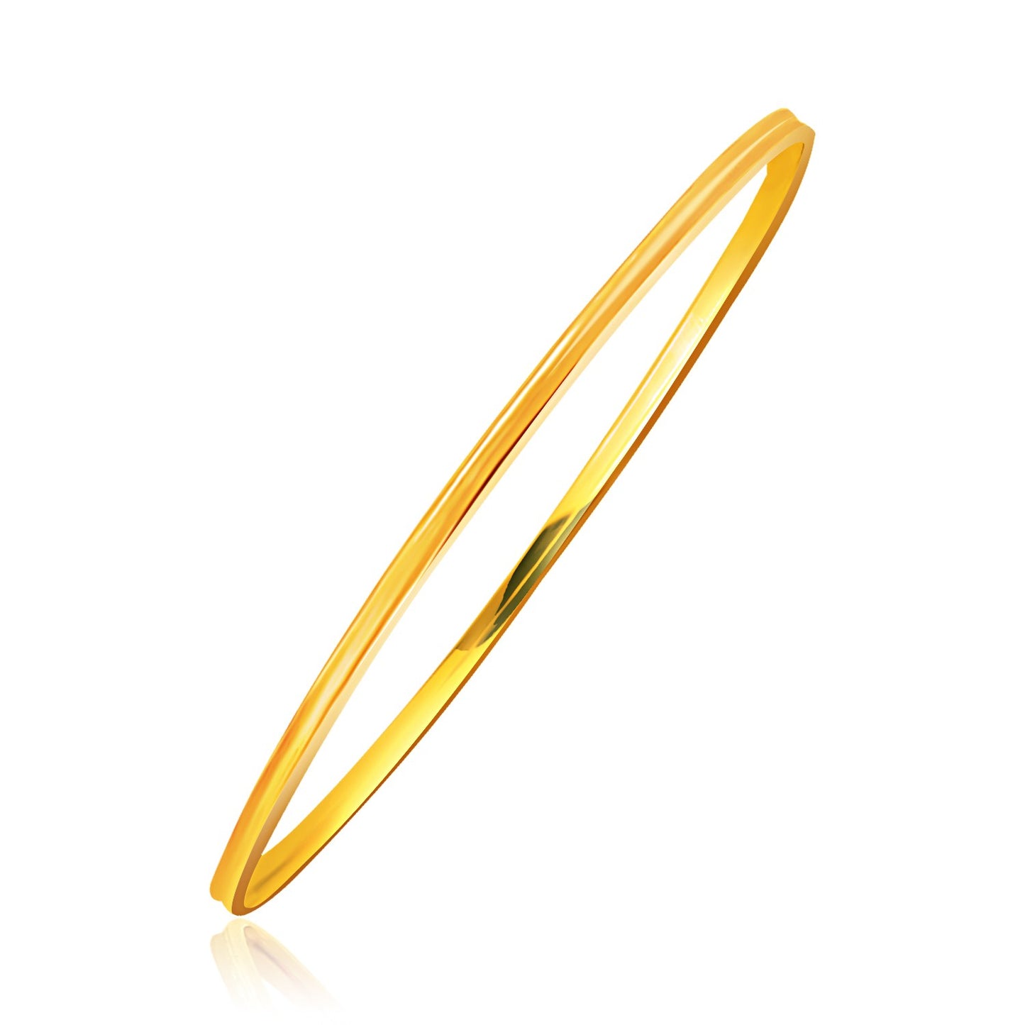 14k Yellow Gold Concave Motif Thin  Stackable Bangle (3.15 mm)