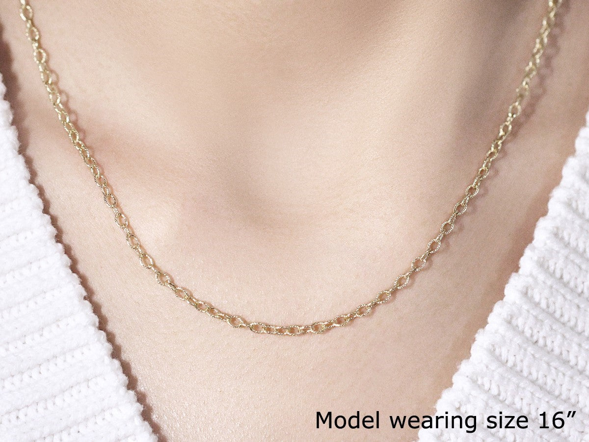 14k Yellow Gold Pendant Chain with Textured Links (2.50 mm)