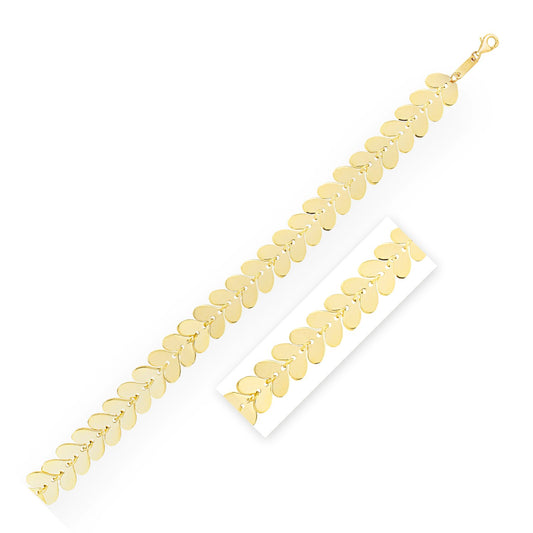 14k Yellow Gold Polished Heart Link Chain Bracelet