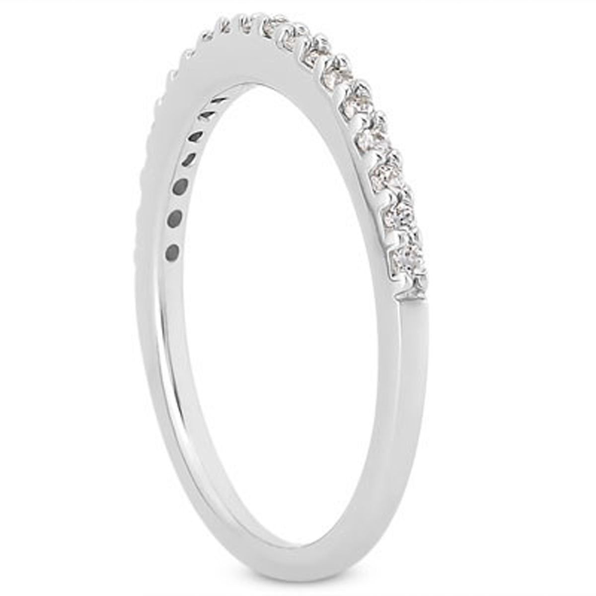 14k White Gold Slim Profile Diamond Micro Prong Diamond Wedding Ring Band