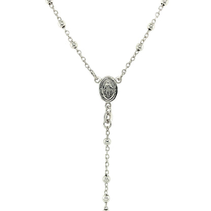 Fine Rosary Chain and Bead Necklace in Sterling Silver