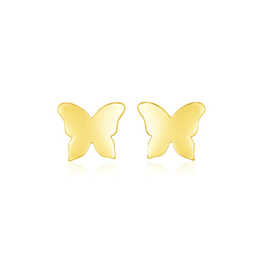 14k Yellow Gold Polished Butterfly Earrings