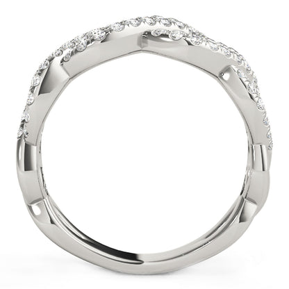 Diamond Studded Interlocking Waves Ring in 14k White Gold (5/8 cttw)