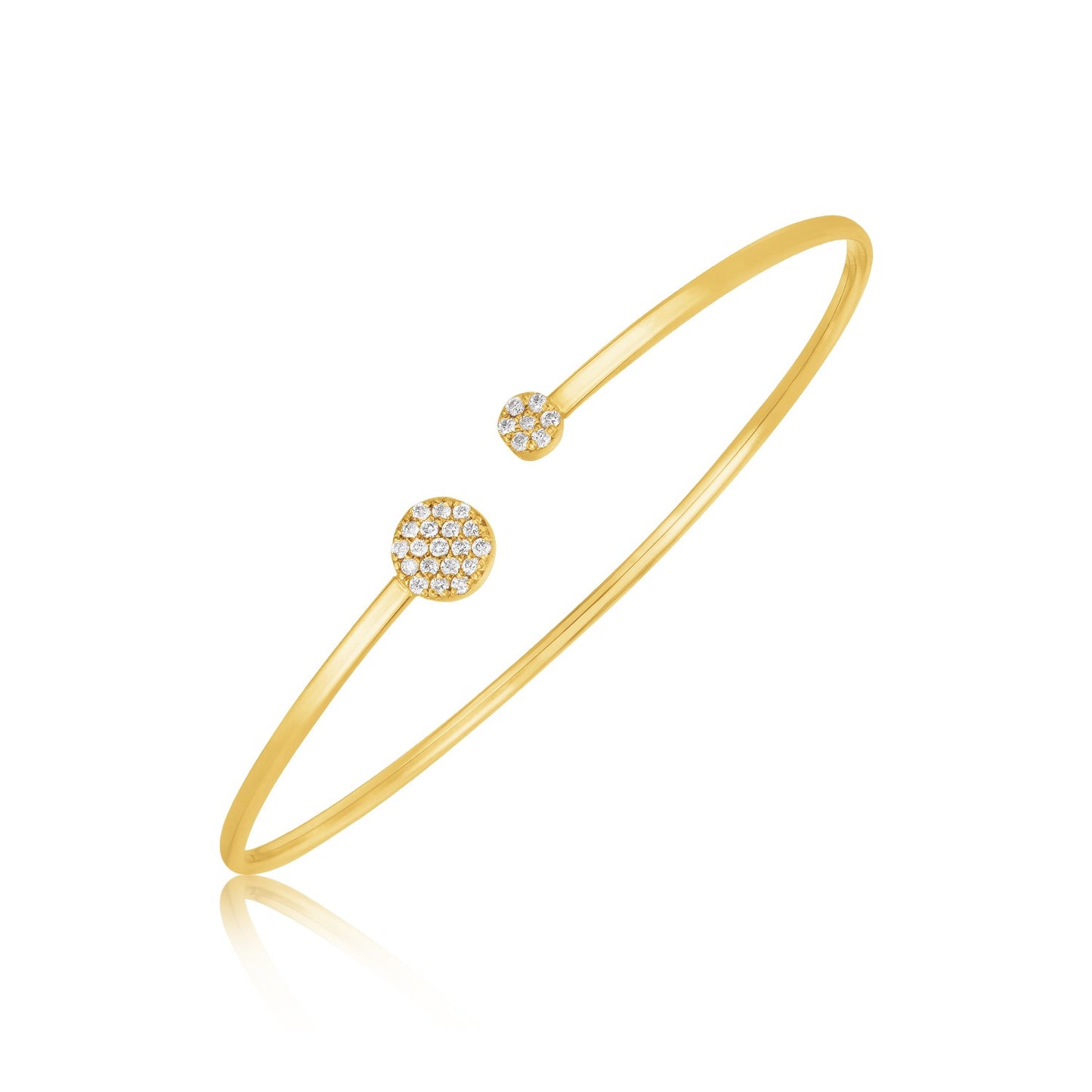 14k Yellow Gold High Polish Diamond Cluster Bangle (2.00 mm)