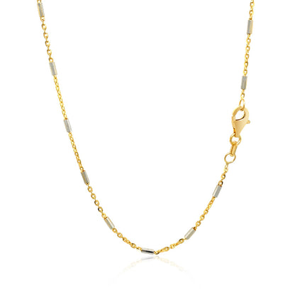 Bar Links Pendant Chain in 14k Two Tone Gold (1.00 mm)