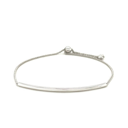 14k White Gold Smooth Curved Bar Lariat Design Bracelet (1.00 mm)