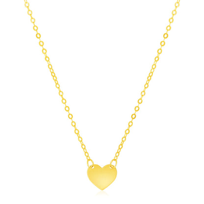 14k Yellow Gold Polished Mini Heart Necklace