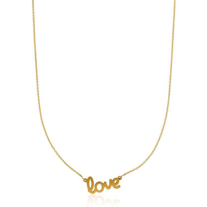 14k Yellow Gold Script LOVE Necklace