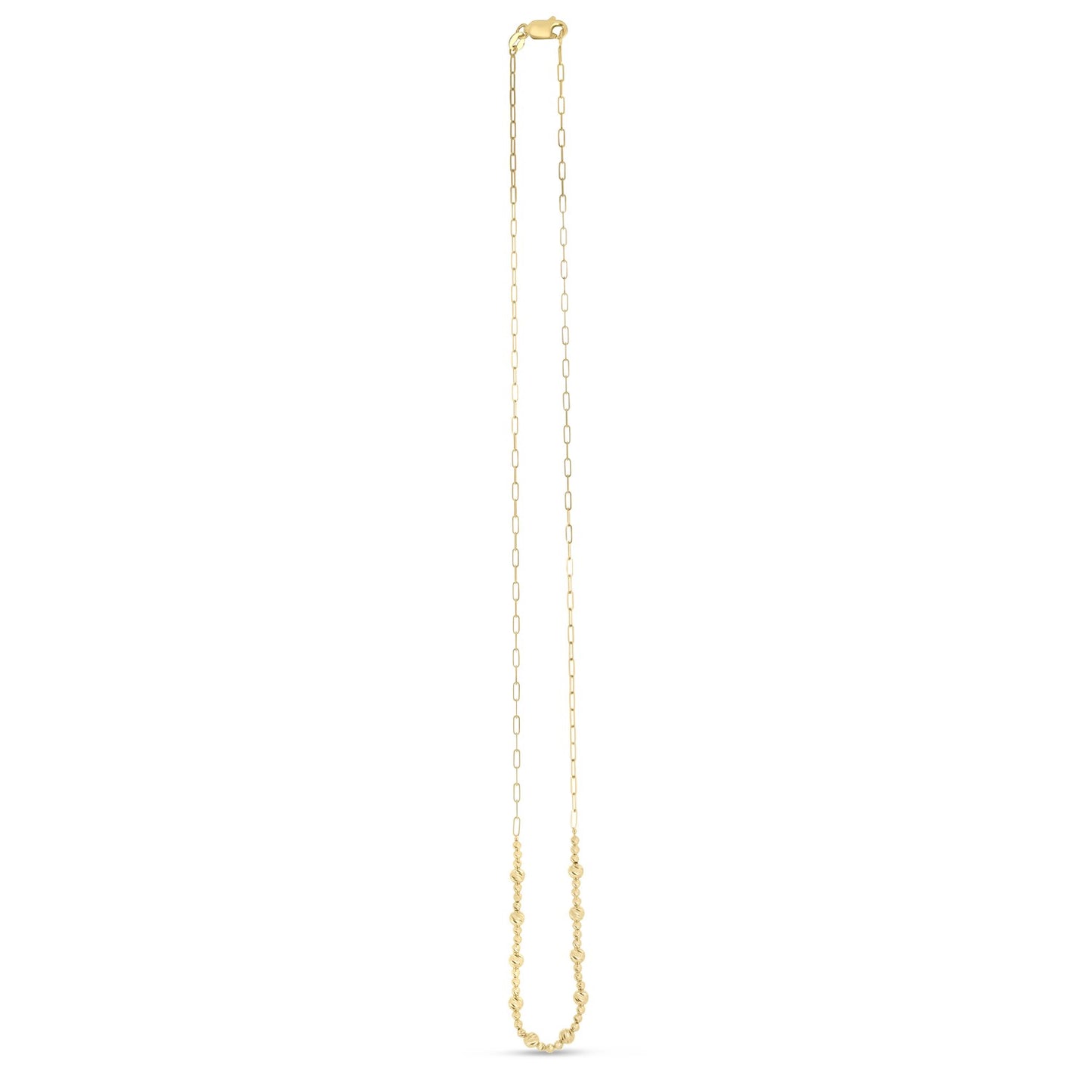 14k Yellow Gold Bead Paperclip Necklace