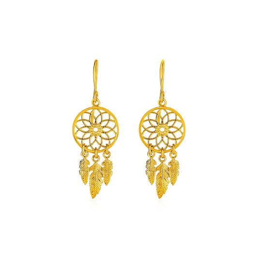 Dream Catcher Earrings in 14k Yellow Gold