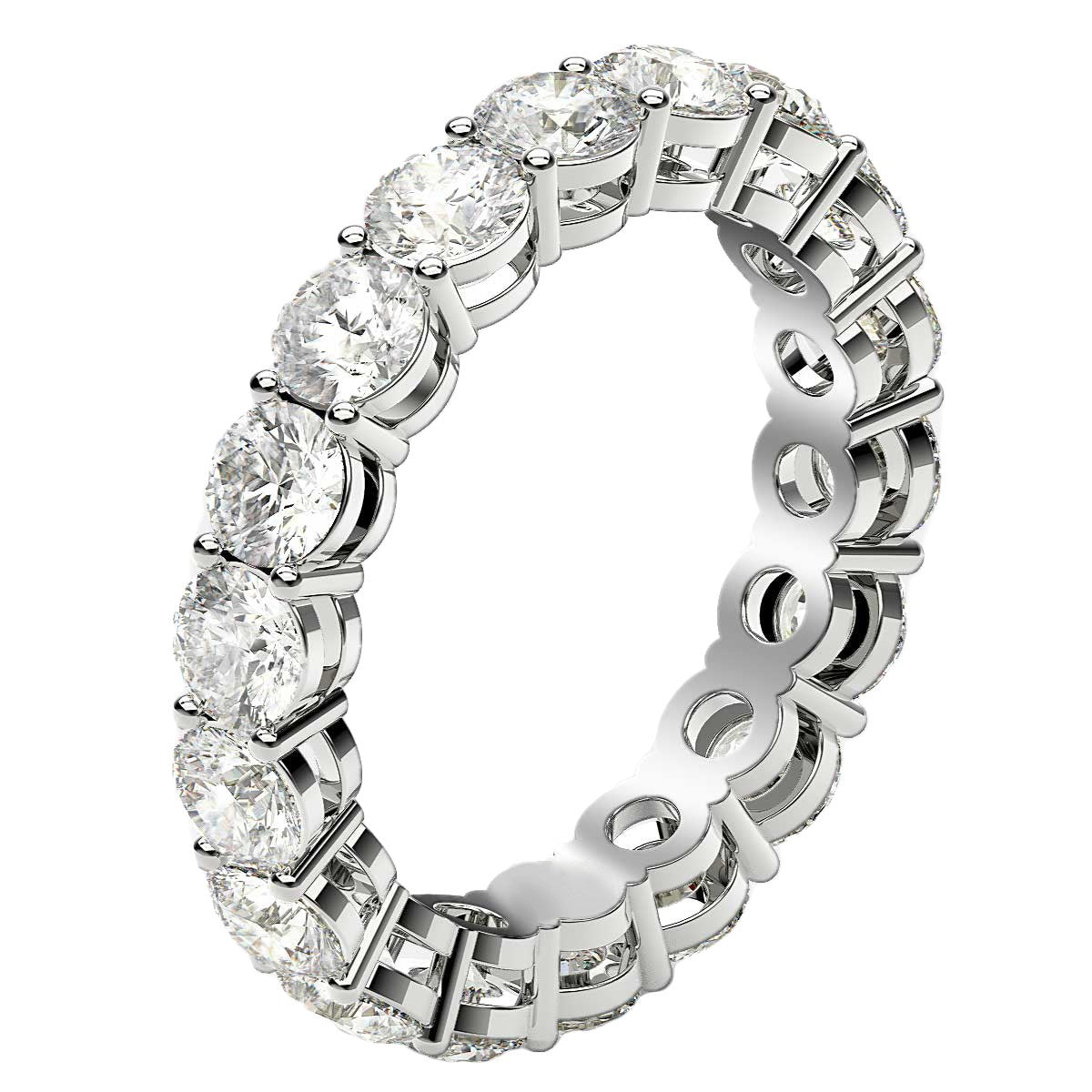 Round Cut Lab Grown Diamond Eternity Ring in 14k White Gold (2 cttw FG/VS2)