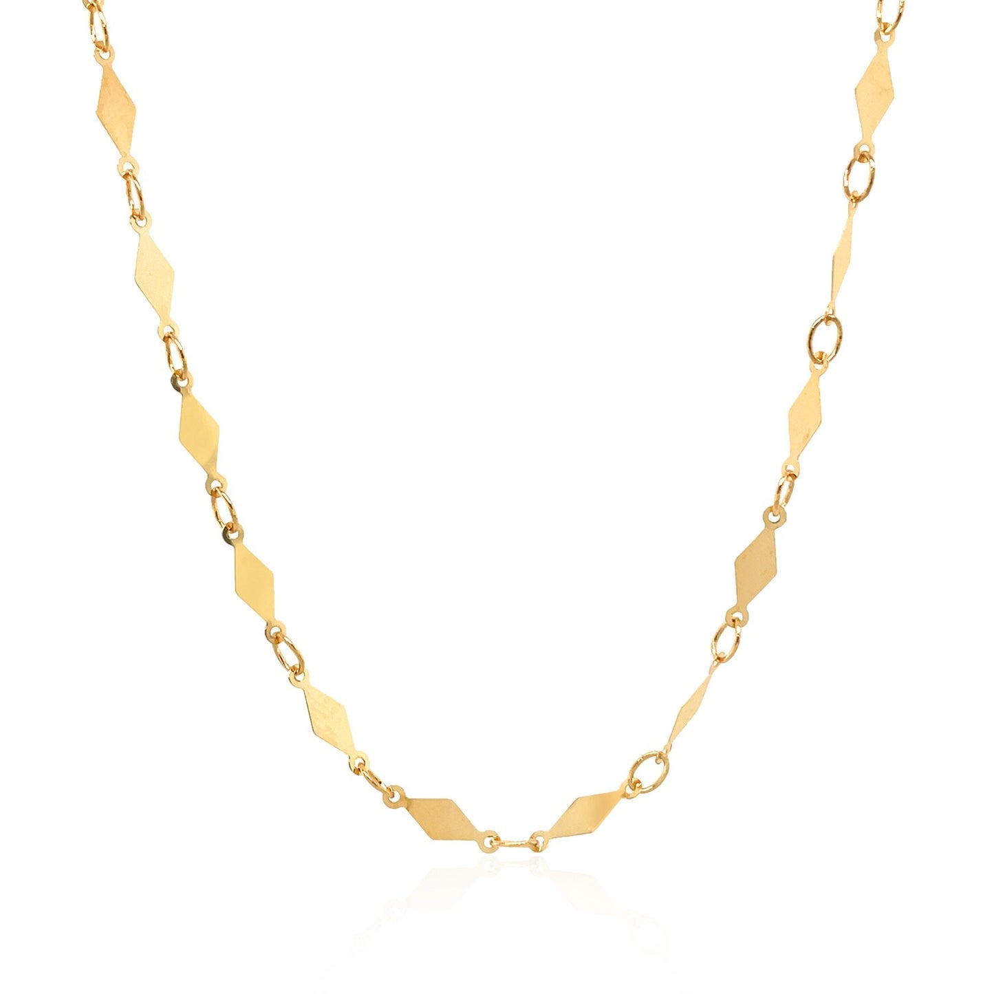 14K Yellow Gold Polished Diamond Motif Chain (3.00 mm)