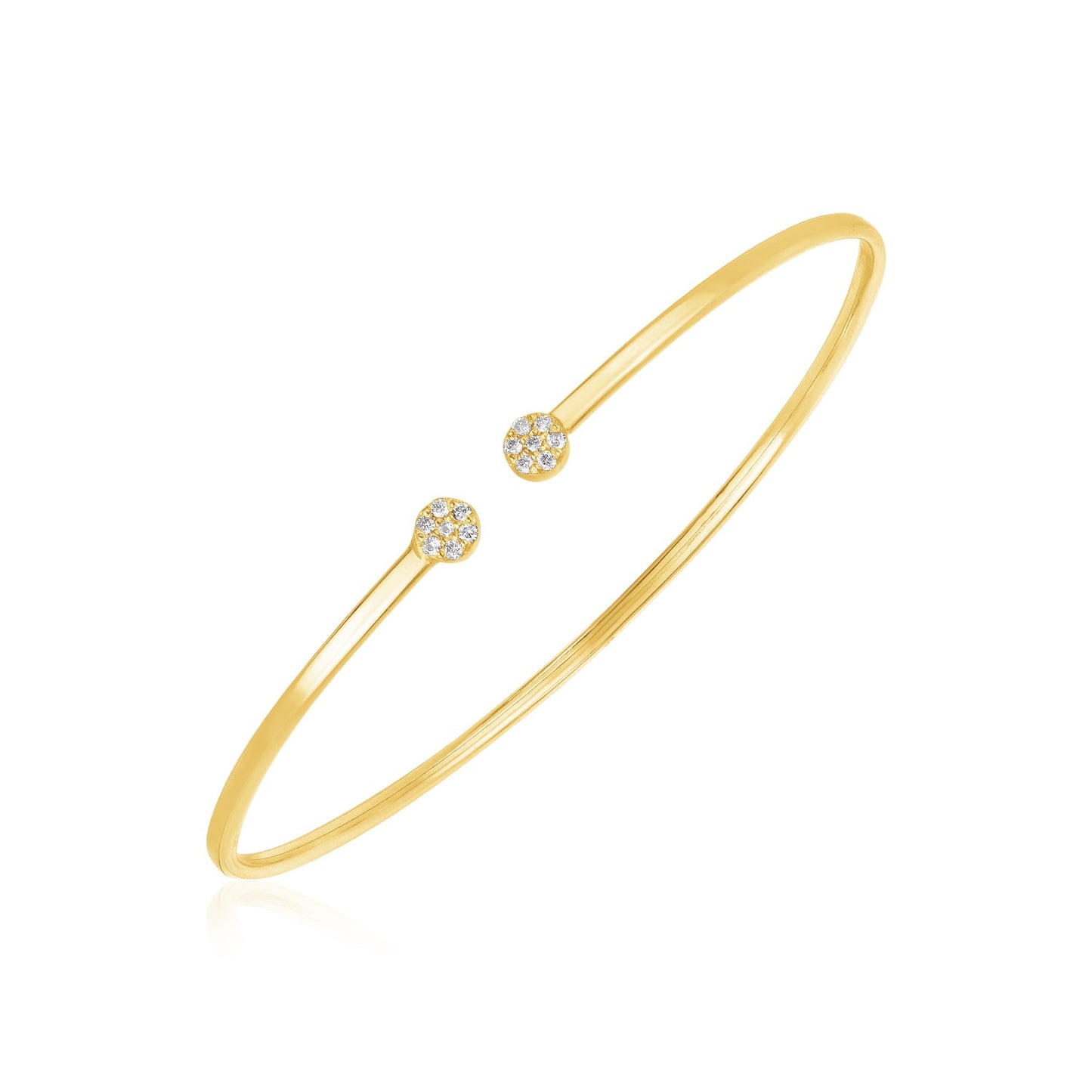 14k Yellow Gold High Polish Diamond Cluster Bangle (2.00 mm)