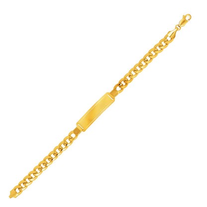 14k Yellow Gold Mens ID Cuban Chain Bracelet (8.00 mm)