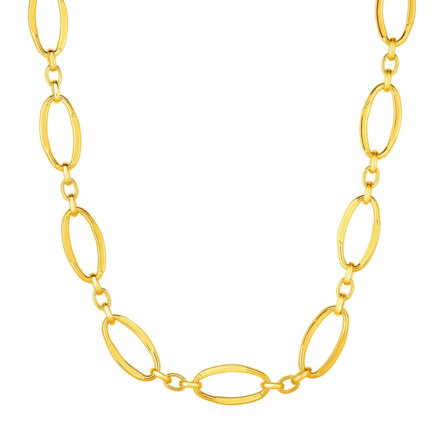 14k Yellow Gold Necklace with Polished Oval Links