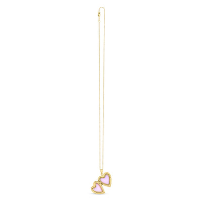 14k Yellow Gold Diamond Heart Locket Necklace