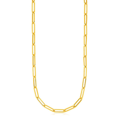 14k Yellow Gold Textured Paperclip Chain (3.50 mm)