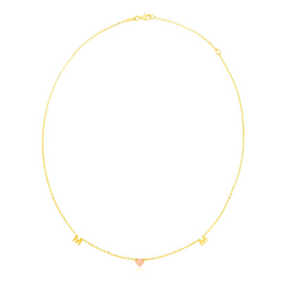 14k Yellow and Rose Gold Mom Necklace