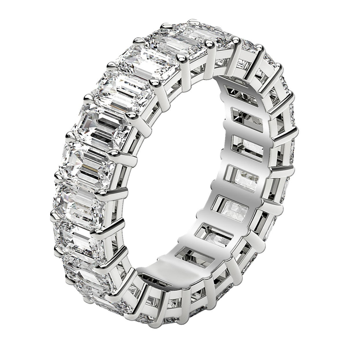 Emerald Cut Lab Grown Diamond Eternity Ring in 14k White Gold (4 cttw FG/VS2)