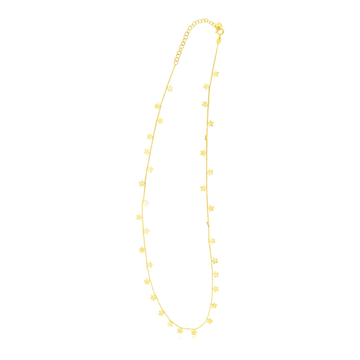 14K Yellow Gold Necklace with Dangling Stars