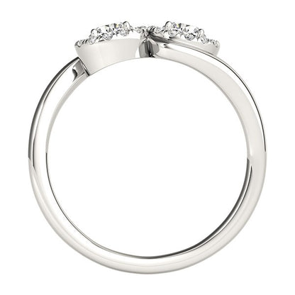 14k White Gold Halo Set Round Two Stone Diamond Ring (3/8 cttw)