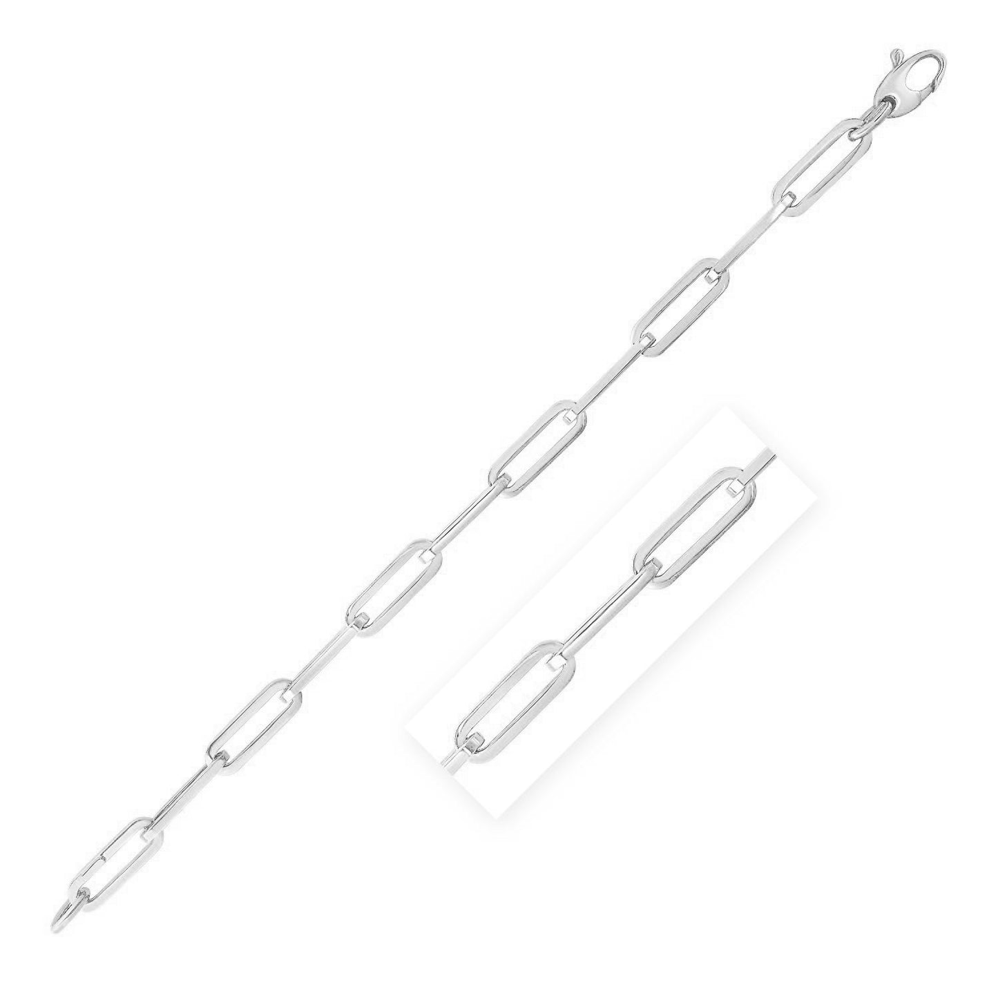 14K White Gold Wide Paperclip Chain (6.10 mm)