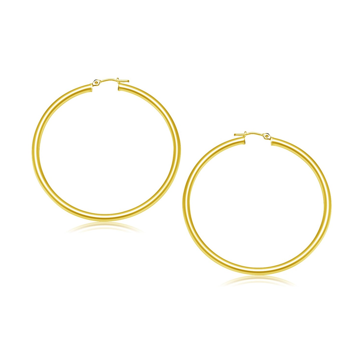 10k Yellow Gold Polished Hoop Earrings (3x30mm)