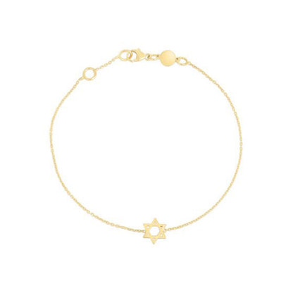 14k Yellow Gold Star of David Bracelet