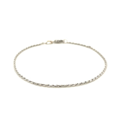 2.0mm 14k White Gold Diamond Cut Rope Anklet