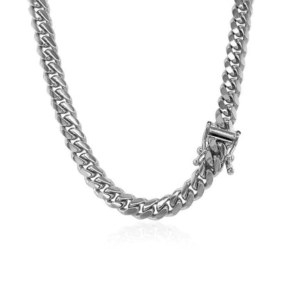 14k White Gold Classic Miami Cuban Solid Chain (5.00 mm)