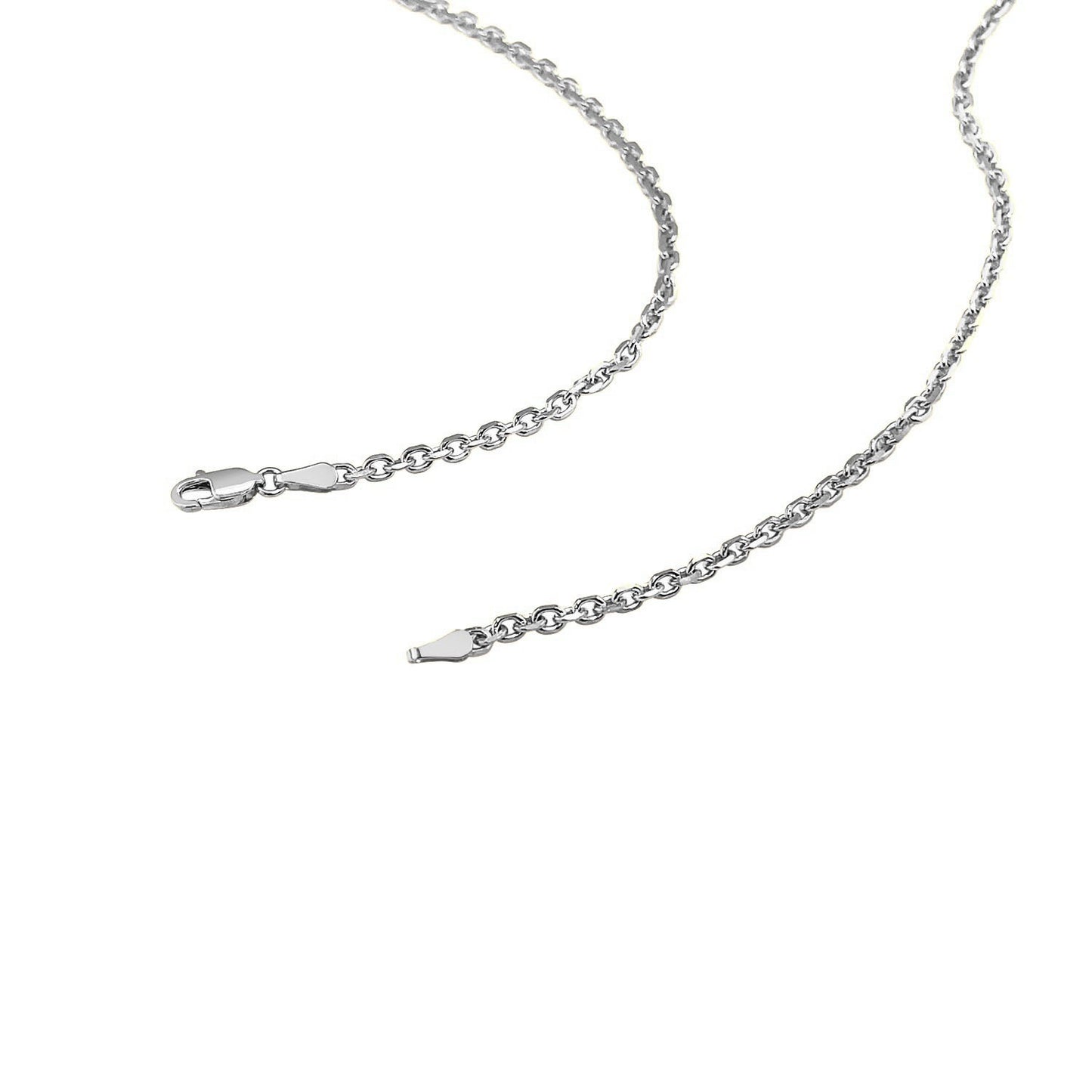 14k White Gold Diamond Cut Cable Link Chain (2.60 mm)