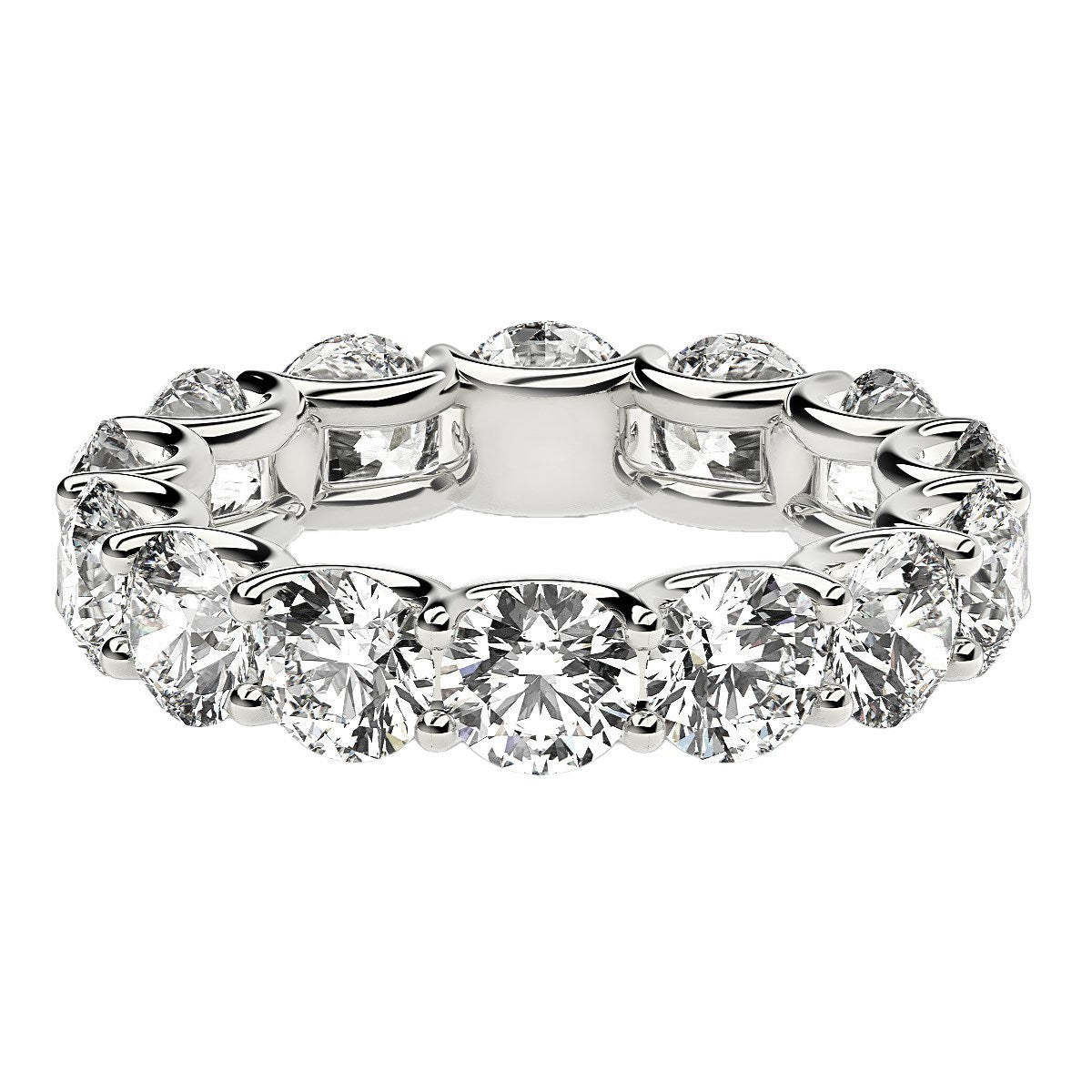 Round Cut Lab Grown Diamond Eternity Ring in 14k White Gold (6 cttw FG/VS2)