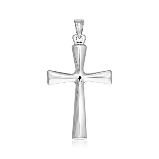 Sterling Silver Domed Rounded Cross Pendant