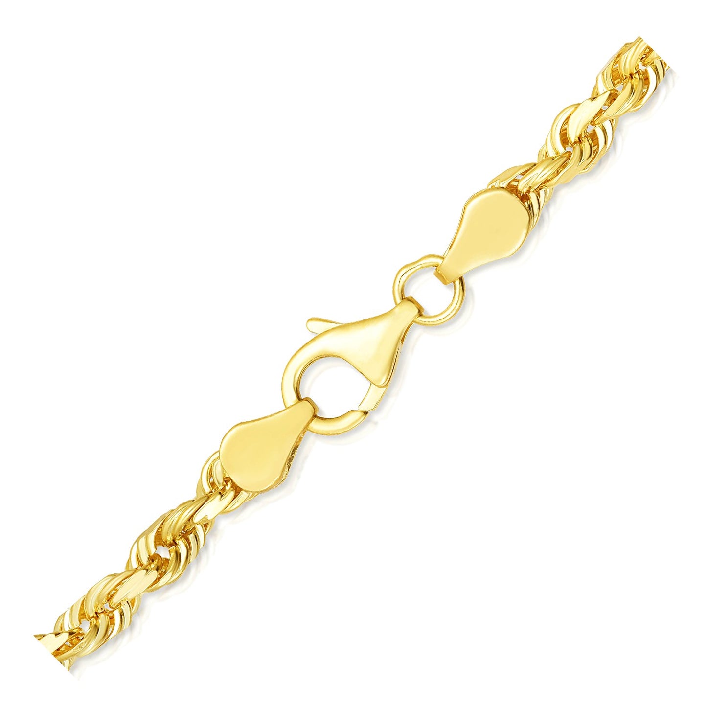 10k Yellow Gold Solid Diamond Cut Rope Bracelet (5.00 mm)